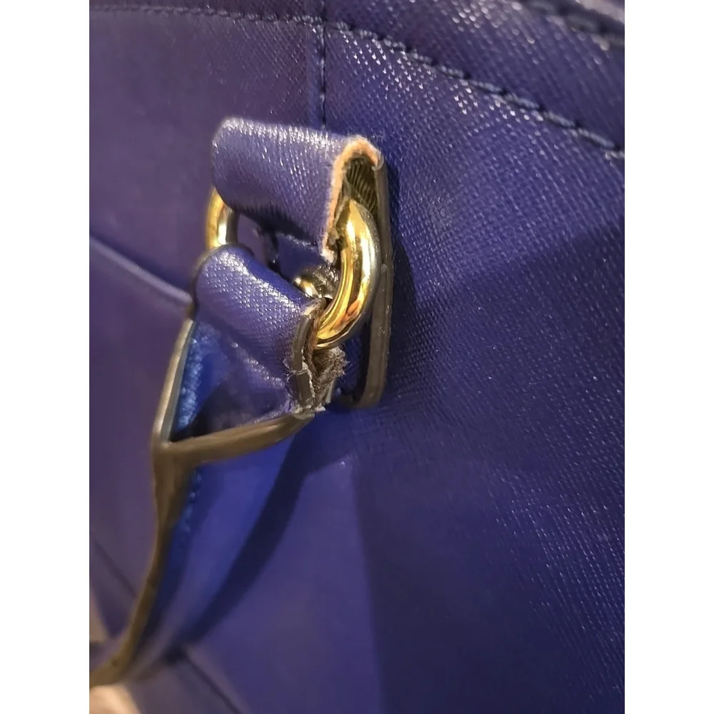 Anne Klein Beautiful Blue Leather Handbag Dome Shaped Excellent Condition (226)